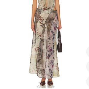 Jaded London Asteria Panelled Print Maxi Skirt in Multi nwot